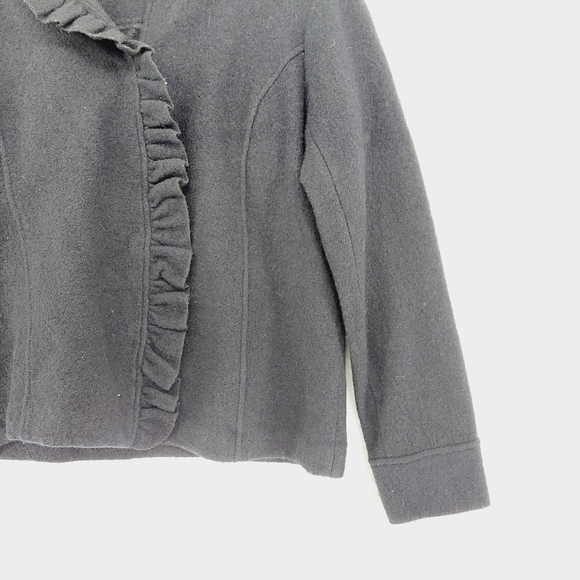Saks Fifth Avenue Gray Wool Dry Clean Ruffled Sweater 3008 - Picture 3 of 8